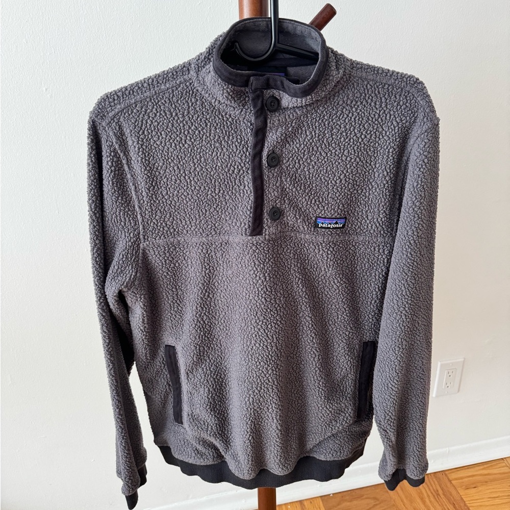 Patagonia Charcoal Gray Snap-Neck Fleece Pullover